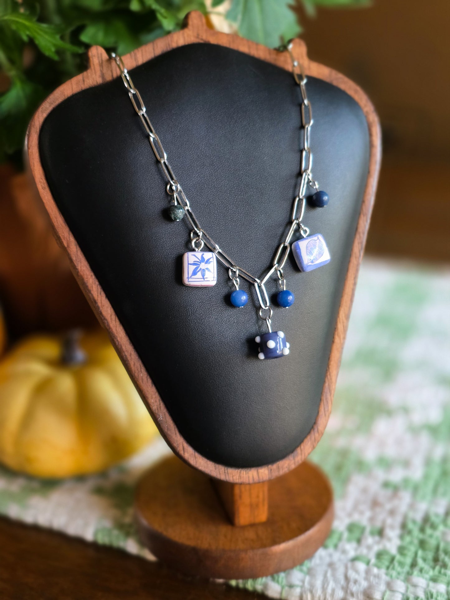 cobalt confetti charm necklace