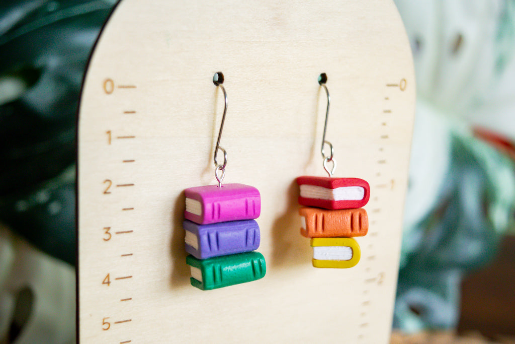 rainbow book stack dangles