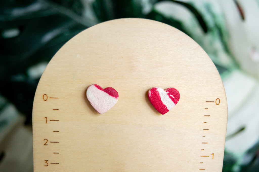 marbled heart studs