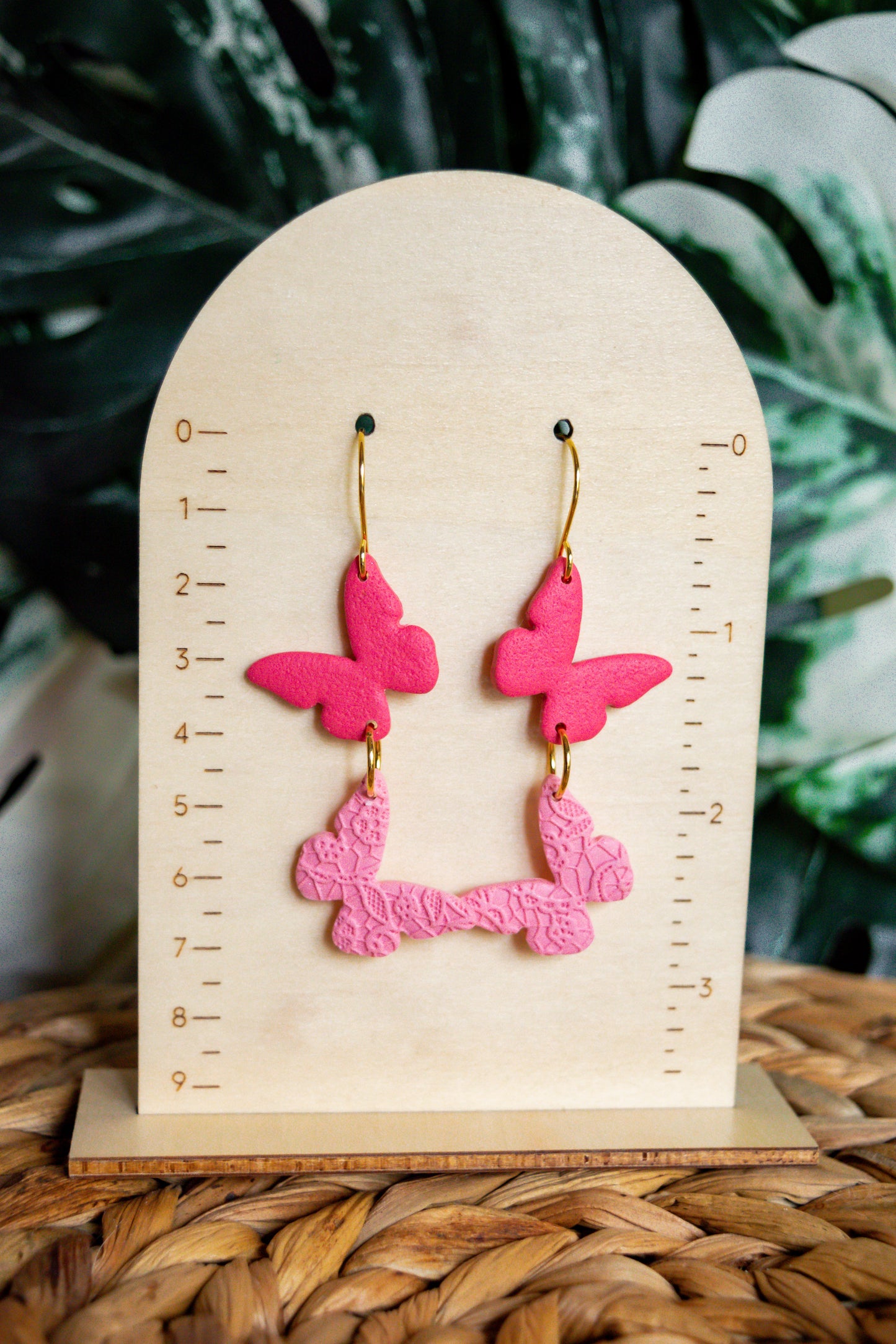 pink butterfly dangles