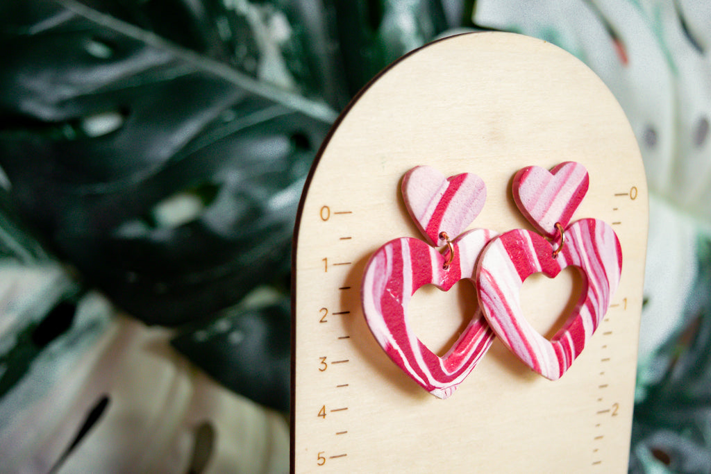 marbled heart dangles