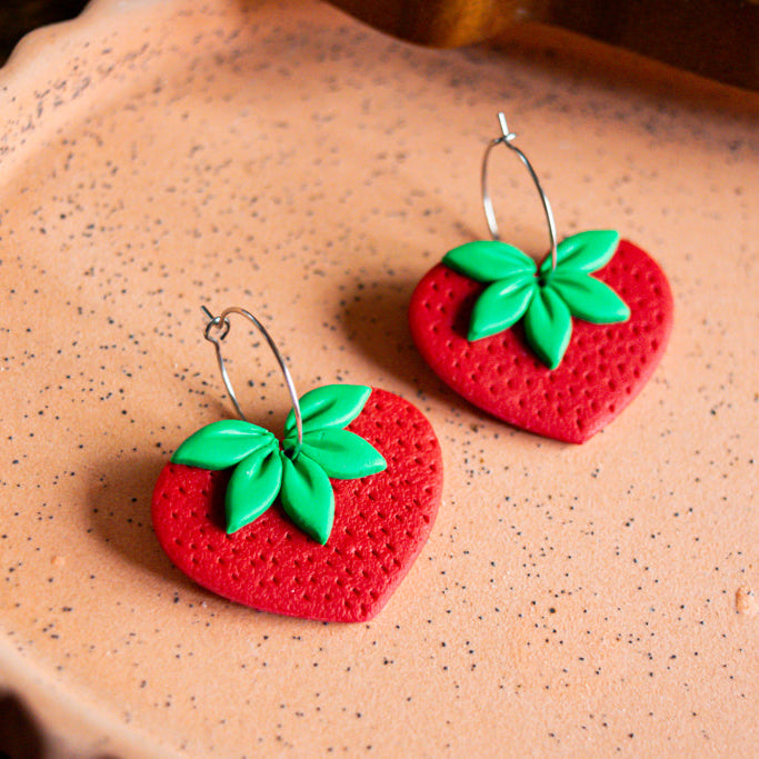 strawberry heart hoops