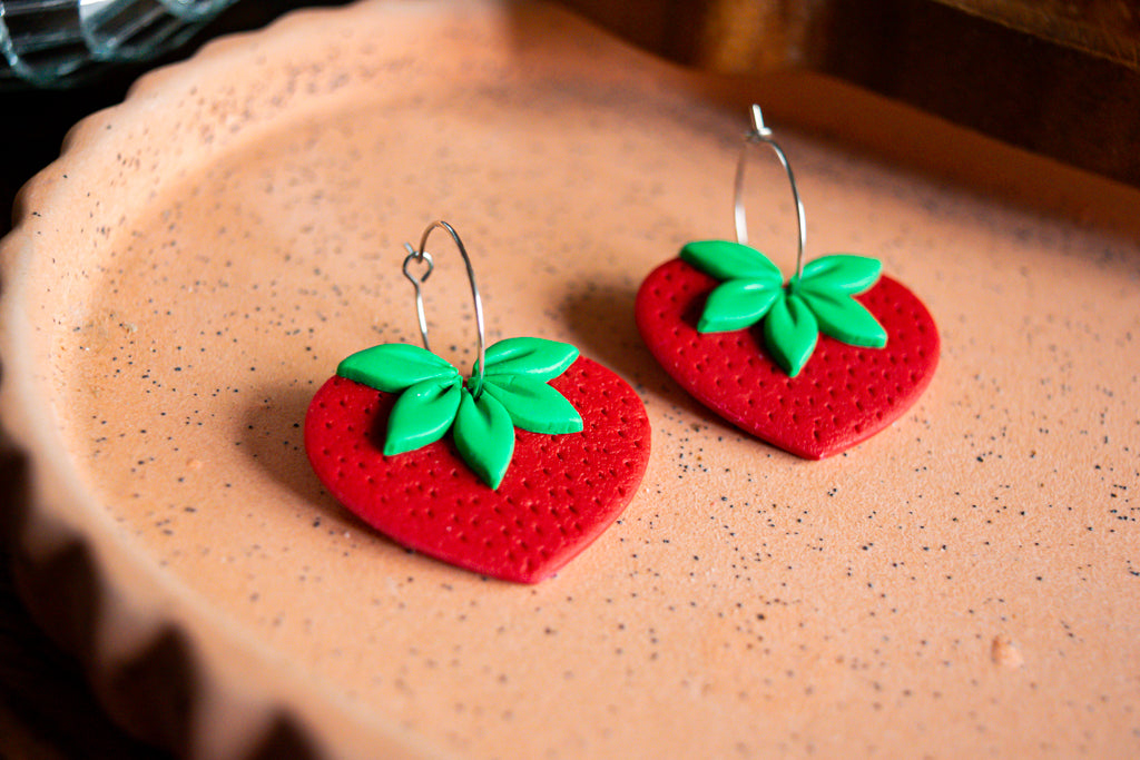 strawberry heart hoops