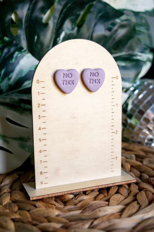 "no thx" snarky heart studs